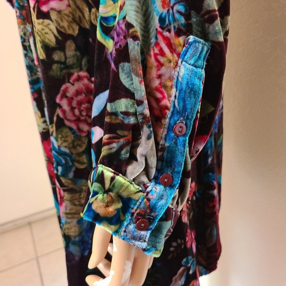 JOHNNY WAS SILK VELVET DREAM FLORAL PRINT EASY TUNIC SHIRT TOP 1X - Picture 5 of 7
